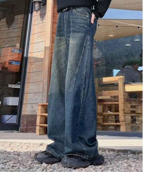 JOHNNY WOLF（ジョニーウルフ）の「ALDEBARAN ヴィンテージライク ワイドストレート デニムパンツ（デニムパンツ・メンズ・ブルー/ブラック・M/L/XL）」の6枚目の写真