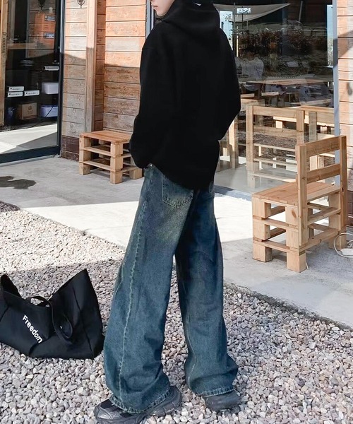 JOHNNY WOLF（ジョニーウルフ）の「ALDEBARAN ヴィンテージライク ワイドストレート デニムパンツ（デニムパンツ・メンズ・ブルー/ブラック・M/L/XL）」の9枚目の写真