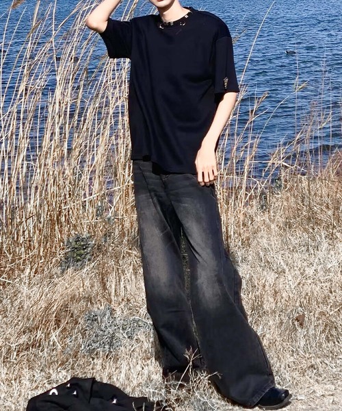 JOHNNY WOLF（ジョニーウルフ）の「ALDEBARAN ヴィンテージライク ワイドストレート デニムパンツ（デニムパンツ・メンズ・ブルー/ブラック・M/L/XL）」の16枚目の写真