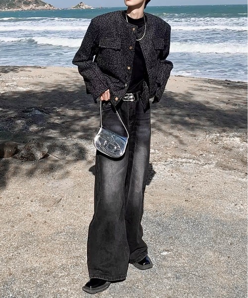 JOHNNY WOLF（ジョニーウルフ）の「ALDEBARAN ヴィンテージライク ワイドストレート デニムパンツ（デニムパンツ・メンズ・ブルー/ブラック・M/L/XL）」の17枚目の写真