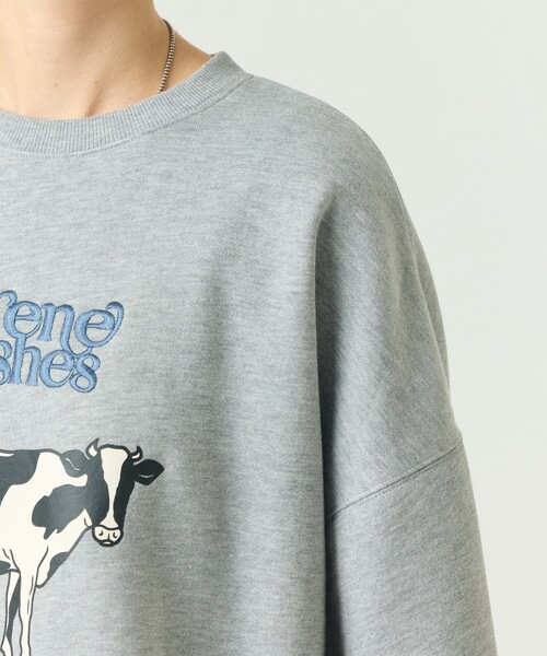 セール】限定展開 cow×ロゴ プリント 裏起毛 スウェット