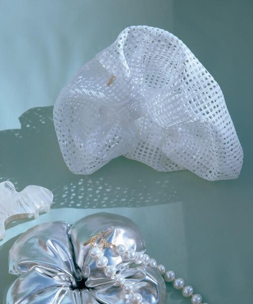 SMELLY（スメリー）の「メッシュボリュームシュシュ（ヘアゴム・レディース・ホワイト・-）」の4枚目の写真