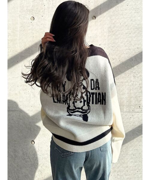 GYDA（ジェイダ）の「GYDALMATIAN BICOLORニットトップス（ニット/セーター・レディース・ピンク/ライトイエロー/チャコールグレー/オフホワイト・FREE）」の5枚目の写真