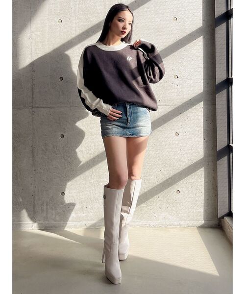 GYDA（ジェイダ）の「GYDALMATIAN BICOLORニットトップス（ニット/セーター・レディース・ピンク/ライトイエロー/チャコールグレー/オフホワイト・FREE）」の15枚目の写真