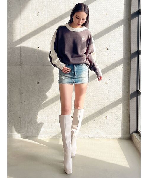 GYDA（ジェイダ）の「GYDALMATIAN BICOLORニットトップス（ニット/セーター・レディース・ピンク/ライトイエロー/チャコールグレー/オフホワイト・FREE）」の17枚目の写真