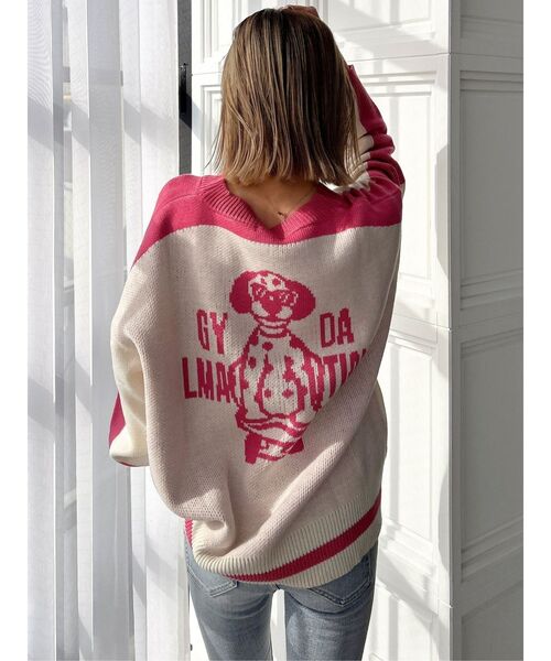 GYDA（ジェイダ）の「GYDALMATIAN BICOLORニットトップス（ニット/セーター・レディース・ピンク/ライトイエロー/チャコールグレー/オフホワイト・FREE）」の18枚目の写真