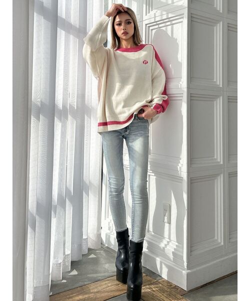 GYDA（ジェイダ）の「GYDALMATIAN BICOLORニットトップス（ニット/セーター・レディース・ピンク/ライトイエロー/チャコールグレー/オフホワイト・FREE）」の22枚目の写真