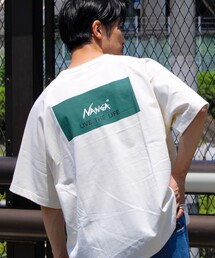 【NANGA×GLOSTER】別注 ボックスロゴ バックプリント ラグランTシャツ