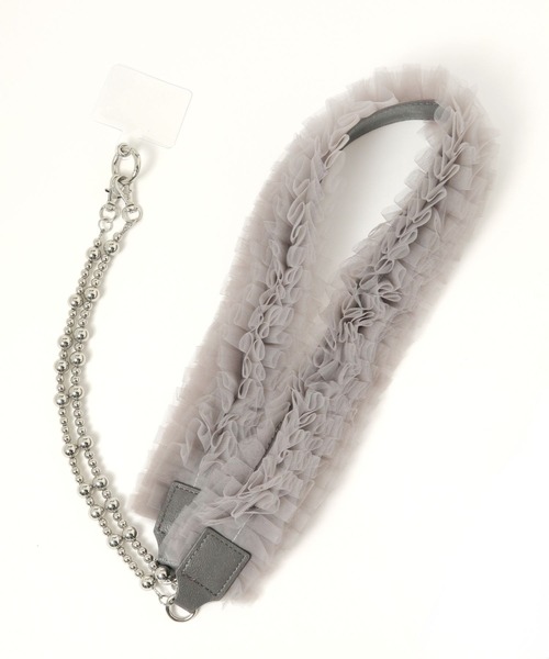 LEPSIM(レプシィム)の「チュール*メタルスマホストラップ 283777(スマホグッズ・レディース・グレー/ブラック・ONE SIZE)」の9枚目の写真