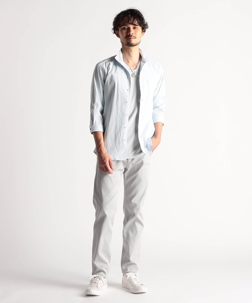NICOLE CLUB FOR MEN(ニコルクラブフォーメン)の「リバーシブルドビー 7分袖スタンドカラーシャツ(シャツ/ブラウス・メンズ・ミント/ブルー/オフホワイト/ピンク系・X-LARGE/LARGE/MEDIUM/XX-LARGE)」の20枚目の写真