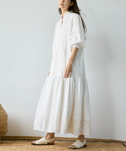 【AUBREY】コットンレースティアードワンピース AUBREY】コットンレースティアードワンピース
