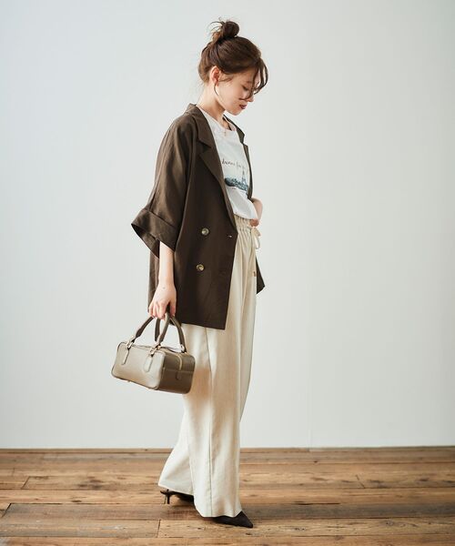 le.coeur blanc(ルクールブラン)の「《WEB限定アイテム》レーヨン麻ハーフスリーブテーラードジャケット(テーラードジャケット・レディース・ベージュ/カーキオリーブ/チャコールグレー・38)」の14枚目の写真