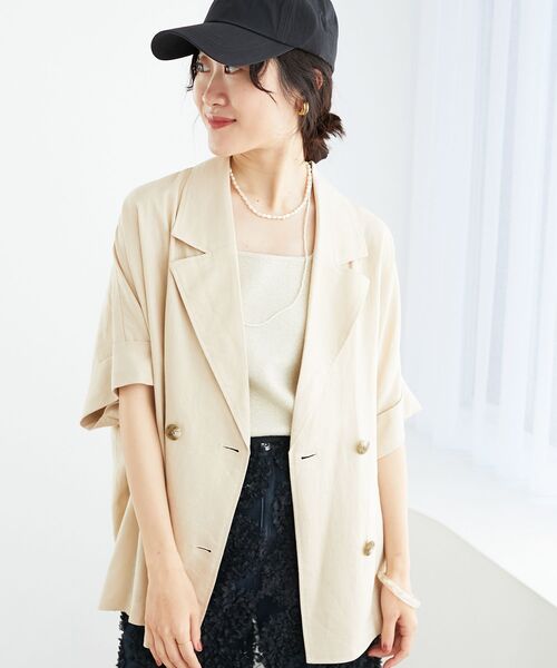 le.coeur blanc(ルクールブラン)の「《WEB限定アイテム》レーヨン麻ハーフスリーブテーラードジャケット(テーラードジャケット・レディース・ベージュ/カーキオリーブ/チャコールグレー・38)」の22枚目の写真