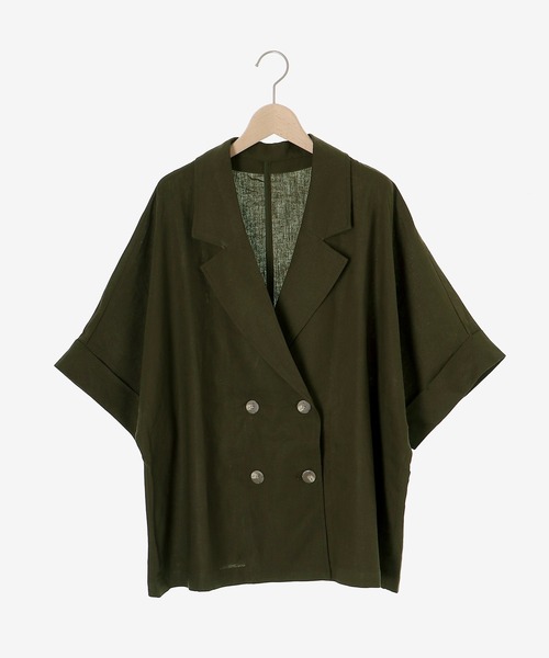 le.coeur blanc(ルクールブラン)の「《WEB限定アイテム》レーヨン麻ハーフスリーブテーラードジャケット(テーラードジャケット・レディース・ベージュ/カーキオリーブ/チャコールグレー・38)」の3枚目の写真