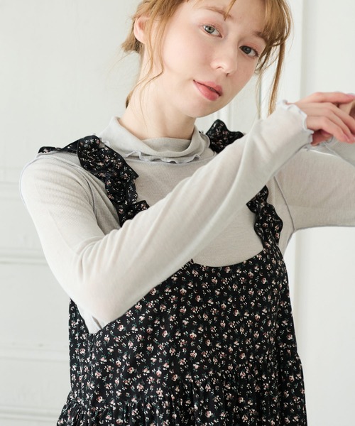 Crisp（クリスプ）の「ハイネックシアーメロウTシャツ（Tシャツ/カットソー・レディース・グレー/アイボリー/オレンジ・FREE）」の5枚目の写真