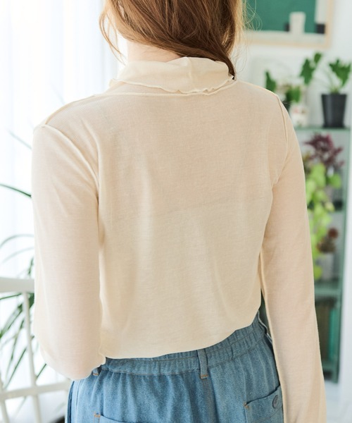 Crisp（クリスプ）の「ハイネックシアーメロウTシャツ（Tシャツ/カットソー・レディース・グレー/アイボリー/オレンジ・FREE）」の15枚目の写真