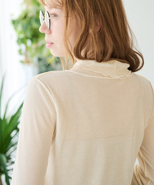 Crisp（クリスプ）の「ハイネックシアーメロウTシャツ（Tシャツ/カットソー・レディース・グレー/アイボリー/オレンジ・FREE）」の16枚目の写真