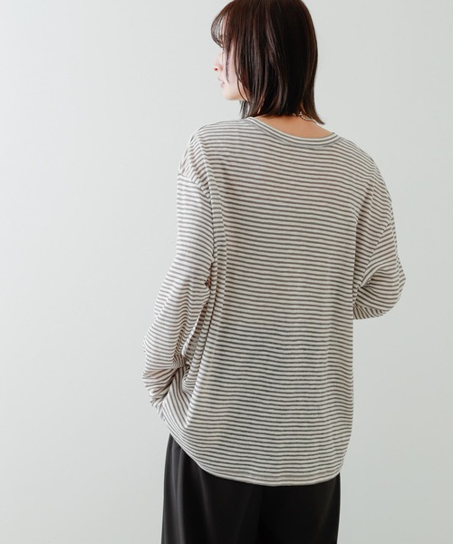 SENSE OF PLACE by URBAN RESEARCH（センスオブプレイスバイアーバンリサーチ）の「シアーボーダールーズTシャツ（Tシャツ/カットソー・レディース・ネイビー/グレー/ピンク・ONE）」の20枚目の写真