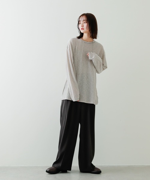 SENSE OF PLACE by URBAN RESEARCH（センスオブプレイスバイアーバンリサーチ）の「シアーボーダールーズTシャツ（Tシャツ/カットソー・レディース・ネイビー/グレー/ピンク・ONE）」の22枚目の写真