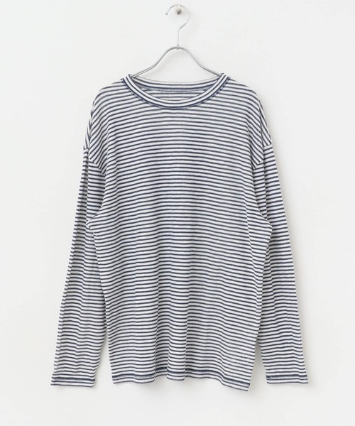 SENSE OF PLACE by URBAN RESEARCH（センスオブプレイスバイアーバンリサーチ）の「シアーボーダールーズTシャツ（Tシャツ/カットソー・レディース・ネイビー/グレー/ピンク・ONE）」の18枚目の写真