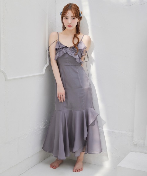 one after another NICE CLAUP（ワンアフターアナザーナイスクラップ）の「【Dreamy collection】フリルキャミワンピース（ワンピース・レディース・ミント/チャコールグレー/オフホワイト・FREE）」の4枚目の写真