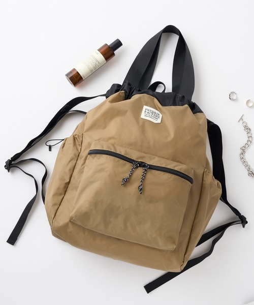 FREDRIK PACKERS（フレドリックパッカーズ）の「【FREDRIK PACKERS】≪別注≫210D KNAP SACK ナップサック ナップザック 2WAYトート（バックパック/リュック・レディース・ベージュ/グレー/ブラック・FREE）」の15枚目の写真