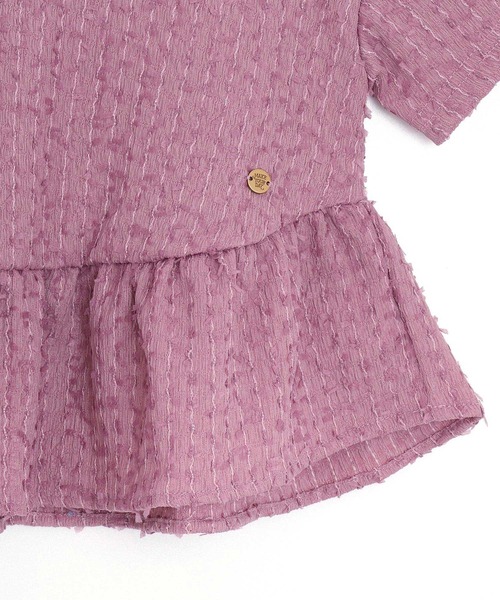 MAKE YOUR DAY（メイクユアデイ）の「ジャガードペプラム半袖Tシャツ■80～140cm（Tシャツ/カットソー・キッズ・ピンク/サックスブルー/オフホワイト・130/120/80/90/100/110/140）」の13枚目の写真