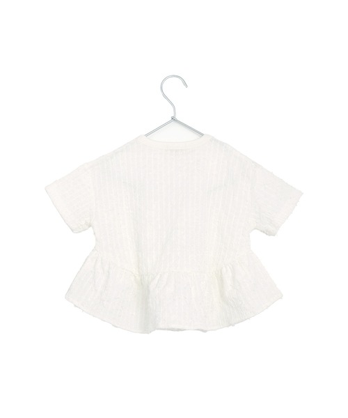 MAKE YOUR DAY（メイクユアデイ）の「ジャガードペプラム半袖Tシャツ■80～140cm（Tシャツ/カットソー・キッズ・ピンク/サックスブルー/オフホワイト・130/120/80/90/100/110/140）」の8枚目の写真