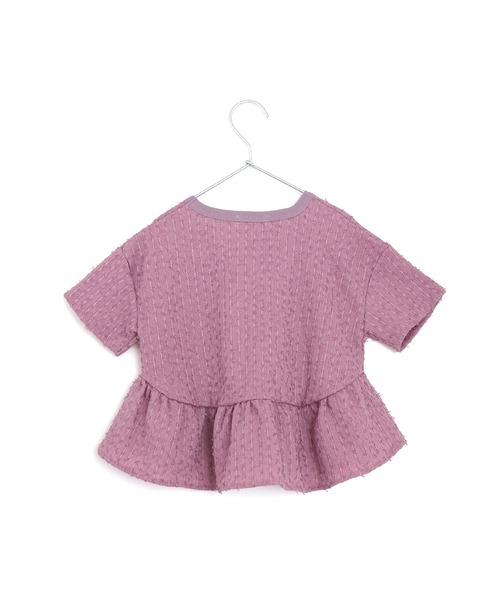 MAKE YOUR DAY（メイクユアデイ）の「ジャガードペプラム半袖Tシャツ■80～140cm（Tシャツ/カットソー・キッズ・ピンク/サックスブルー/オフホワイト・130/120/80/90/100/110/140）」の10枚目の写真