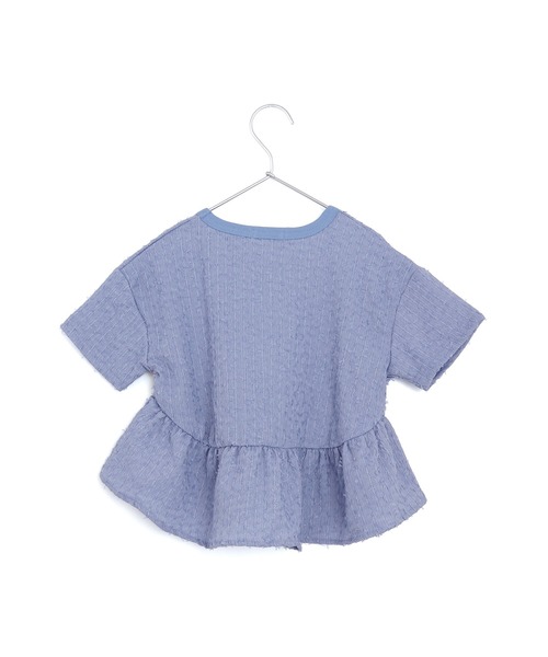 MAKE YOUR DAY（メイクユアデイ）の「ジャガードペプラム半袖Tシャツ■80～140cm（Tシャツ/カットソー・キッズ・ピンク/サックスブルー/オフホワイト・130/120/80/90/100/110/140）」の9枚目の写真