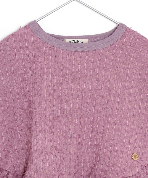 MAKE YOUR DAY（メイクユアデイ）の「ジャガードペプラム半袖Tシャツ■80～140cm（Tシャツ/カットソー・キッズ・ピンク/サックスブルー/オフホワイト・130/120/80/90/100/110/140）」の11枚目の写真