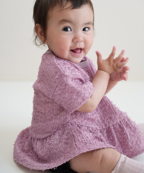 MAKE YOUR DAY（メイクユアデイ）の「ジャガードペプラム半袖Tシャツ■80～140cm（Tシャツ/カットソー・キッズ・ピンク/サックスブルー/オフホワイト・130/120/80/90/100/110/140）」の17枚目の写真