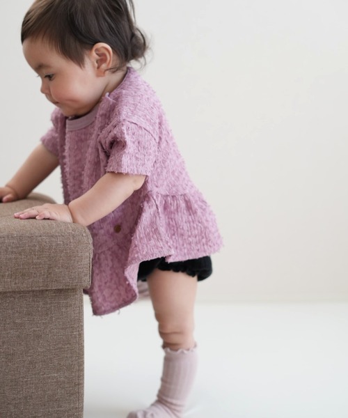 MAKE YOUR DAY（メイクユアデイ）の「ジャガードペプラム半袖Tシャツ■80～140cm（Tシャツ/カットソー・キッズ・ピンク/サックスブルー/オフホワイト・130/120/80/90/100/110/140）」の18枚目の写真