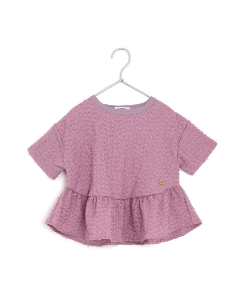 MAKE YOUR DAY（メイクユアデイ）の「ジャガードペプラム半袖Tシャツ■80～140cm（Tシャツ/カットソー・キッズ・ピンク/サックスブルー/オフホワイト・130/120/80/90/100/110/140）」の20枚目の写真