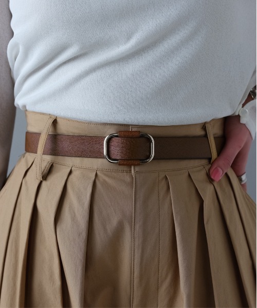 Lien Select（リエンセレクト）の「ノンホールレザーベルト 本革 シボ加工（ベルト・レディース・ダークブラウン系1/ブラック×ゴールド/ダークブラウン系/ベージュ系その他/ベージュ系その他2/ブラック×シルバー/ブラウン系2/ブラウン系1/ブラック系2/ブラック系1・FREE）」の8枚目の写真