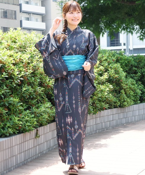 チチカカ（チチカカ）の「ワンピース浴衣3点セット（浴衣・レディース・ブラック・FREE）」の2枚目の写真