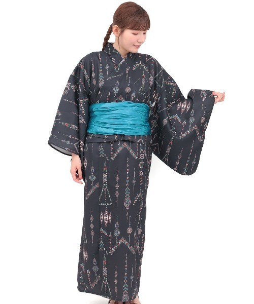 チチカカ（チチカカ）の「ワンピース浴衣3点セット（浴衣・レディース・ブラック・FREE）」の9枚目の写真