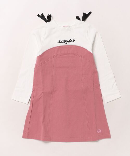 BABYDOLL(ベビードール)の「肩リボンドッキング ワンピース 0288K(ワンピース・キッズ・ブラック/オフホワイト・110cm/140cm/130cm/120cm/100cm/90cm)」の3枚目の写真