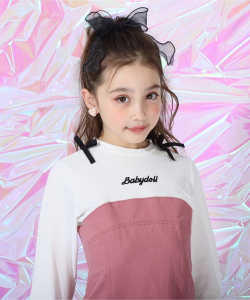 BABYDOLL(ベビードール)の「肩リボンドッキング ワンピース 0288K(ワンピース・キッズ・ブラック/オフホワイト・110cm/140cm/130cm/120cm/100cm/90cm)」の9枚目の写真