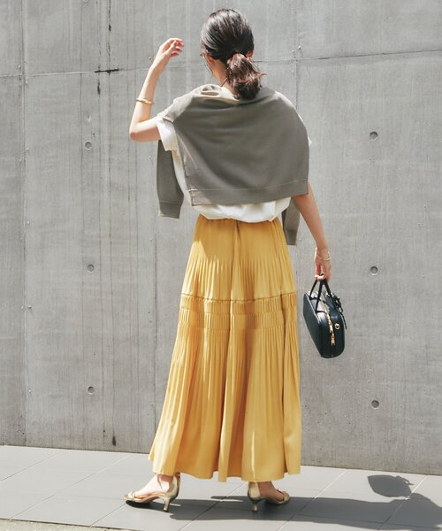 un dix cors（アンディコール）の「《新色登場・スタイリング映えする一枚◎》ティアードプリーツスカート（スカート・レディース・アイボリー/ブラック/カーキ/ピンク/イエロー/チャコールグレー・FREE）」の7枚目の写真