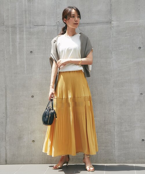 un dix cors（アンディコール）の「《新色登場・スタイリング映えする一枚◎》ティアードプリーツスカート（スカート・レディース・アイボリー/ブラック/カーキ/ピンク/イエロー/チャコールグレー・FREE）」の8枚目の写真