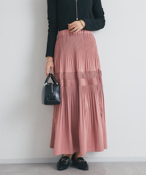 un dix cors（アンディコール）の「《新色登場・スタイリング映えする一枚◎》ティアードプリーツスカート（スカート・レディース・アイボリー/ブラック/カーキ/ピンク/イエロー/チャコールグレー・FREE）」の10枚目の写真