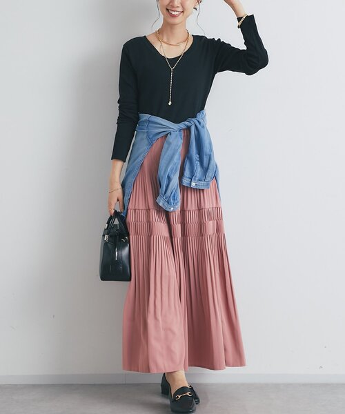 un dix cors（アンディコール）の「《新色登場・スタイリング映えする一枚◎》ティアードプリーツスカート（スカート・レディース・アイボリー/ブラック/カーキ/ピンク/イエロー/チャコールグレー・FREE）」の15枚目の写真