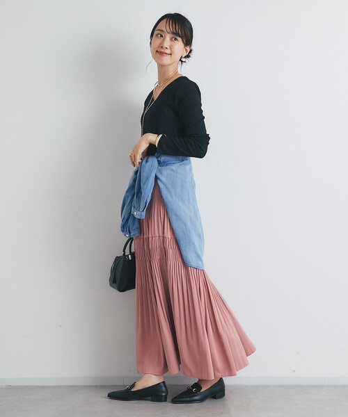 un dix cors（アンディコール）の「《新色登場・スタイリング映えする一枚◎》ティアードプリーツスカート（スカート・レディース・アイボリー/ブラック/カーキ/ピンク/イエロー/チャコールグレー・FREE）」の16枚目の写真