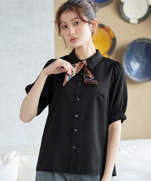 Tiaclasse(ティアクラッセ)の「【大きいサイズ】パフスリーブシャツブラウス(シャツ/ブラウス・レディース・サックスブルー/ブラック/ラベンダー/オフホワイト/グレイッシュベージュ/ブラック系その他・XXL/XL)」の7枚目の写真