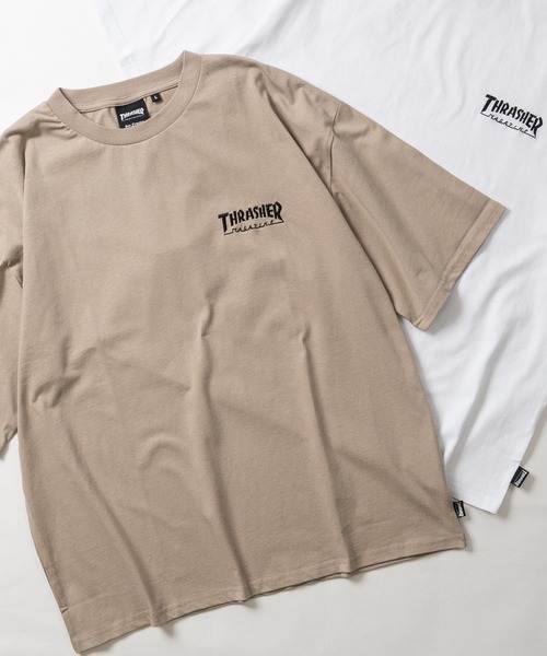 THRASHER(スラッシャー)の「【at】〔THRASHER/スラッシャー〕LOGO S/S TEE ワンポイントロゴ刺繍 ビッグシルエット Tシャツ(Tシャツ/カットソー・メンズ・グリーン/ホワイト/アッシュグレー/ベージュ/ブラック/サックスブルー/ミント・LARGE/MEDIUM)」の4枚目の写真