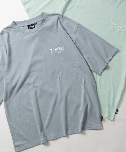 THRASHER(スラッシャー)の「【at】〔THRASHER/スラッシャー〕LOGO S/S TEE ワンポイントロゴ刺繍 ビッグシルエット Tシャツ(Tシャツ/カットソー・メンズ・グリーン/ホワイト/アッシュグレー/ベージュ/ブラック/サックスブルー/ミント・LARGE/MEDIUM)」の7枚目の写真
