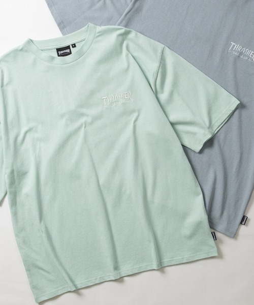 THRASHER(スラッシャー)の「【at】〔THRASHER/スラッシャー〕LOGO S/S TEE ワンポイントロゴ刺繍 ビッグシルエット Tシャツ(Tシャツ/カットソー・メンズ・グリーン/ホワイト/アッシュグレー/ベージュ/ブラック/サックスブルー/ミント・LARGE/MEDIUM)」の6枚目の写真