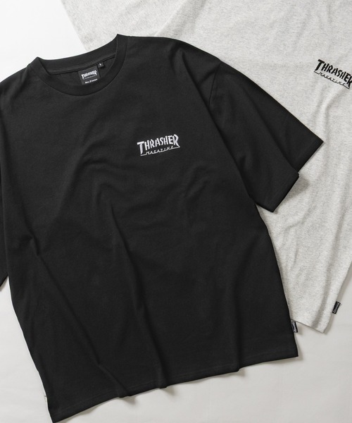 THRASHER(スラッシャー)の「【at】〔THRASHER/スラッシャー〕LOGO S/S TEE ワンポイントロゴ刺繍 ビッグシルエット Tシャツ(Tシャツ/カットソー・メンズ・グリーン/ホワイト/アッシュグレー/ベージュ/ブラック/サックスブルー/ミント・LARGE/MEDIUM)」の2枚目の写真