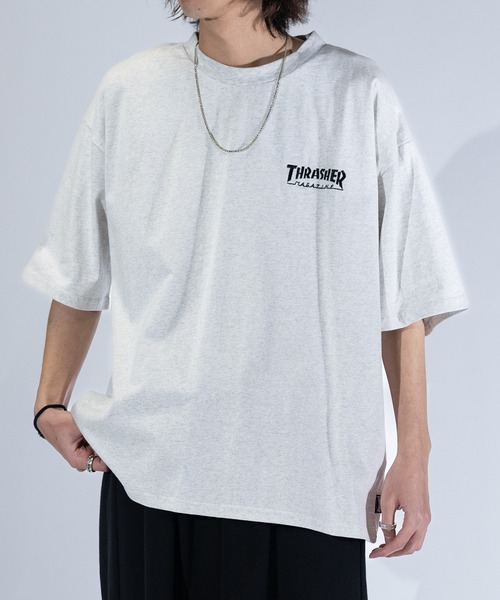 THRASHER(スラッシャー)の「【at】〔THRASHER/スラッシャー〕LOGO S/S TEE ワンポイントロゴ刺繍 ビッグシルエット Tシャツ(Tシャツ/カットソー・メンズ・グリーン/ホワイト/アッシュグレー/ベージュ/ブラック/サックスブルー/ミント・LARGE/MEDIUM)」の19枚目の写真